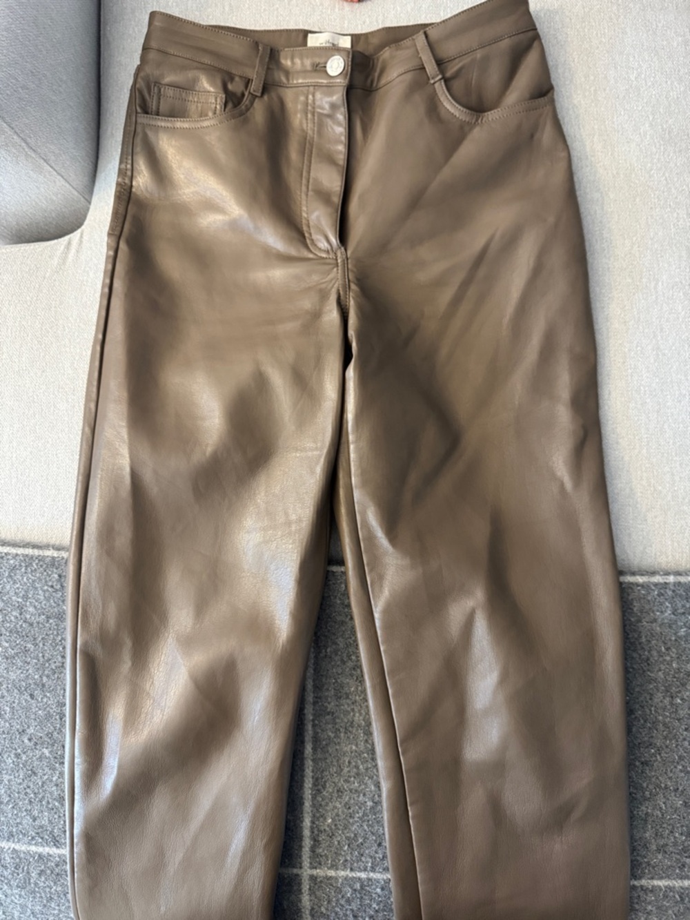 Wilfred Taupe Faux Leather Pants